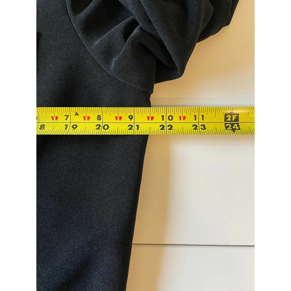 Chico’s Full Zip Black Jacket Sz L Stretch Knit Minimalist Normcore Staple
